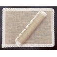 thumbnail image 3 of Nvzi Manteles individuales de arpillera y yute con encaje beige, manteles rústicos de granja,fiestas, bodas, barbacoas, días festivos (juego de 6), 3 of 5