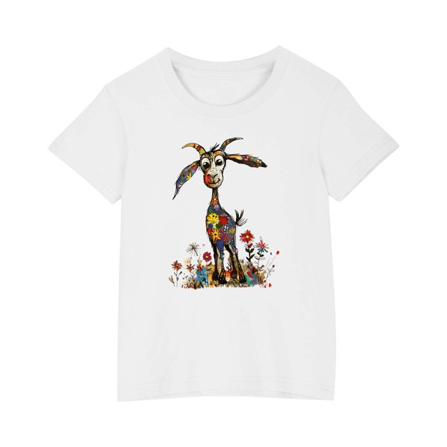 RXIRUCGD 2025 Vêtements d'Été pour Enfants T-shirt Imprimé Mode Mignon Col Rond Manches Courtes