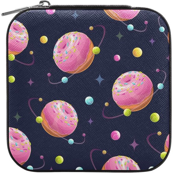 Coolnut Cartoon Donut Planet Jewelry Box for Women Girls PU Leather Jewelry Organizer Portable Travel Jewelry Case for Small Ring Earring Necklace Women Gifts