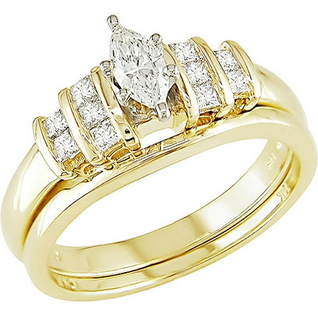 1/2 Carat T.W. Marquise Diamond Engagement Set in 14kt 2-Tone Gold ...