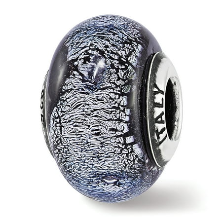 Italian Murano Glass Flower - Sterling Silver Reflection Silver Italian Murano Glass Bead MSRP $109