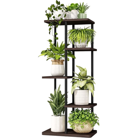 Bamworld Corner Plant Stand Indoor 5 Tier Metal Plant Shelf Black Plant Stands for Multiple Plants Small Plants Pots Flower Stand Pot Holder for Patio Garden Corner Balcony Living Room Narrow