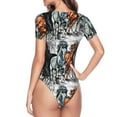 thumbnail image 4 of Balery Women'Sfour Running Horses Crew Neck Round Neck Short Sleeves Slim Fit Casual Basic Extender Bodysuit Daily Jumpsuit T Shirts-X-Large, 4 of 9