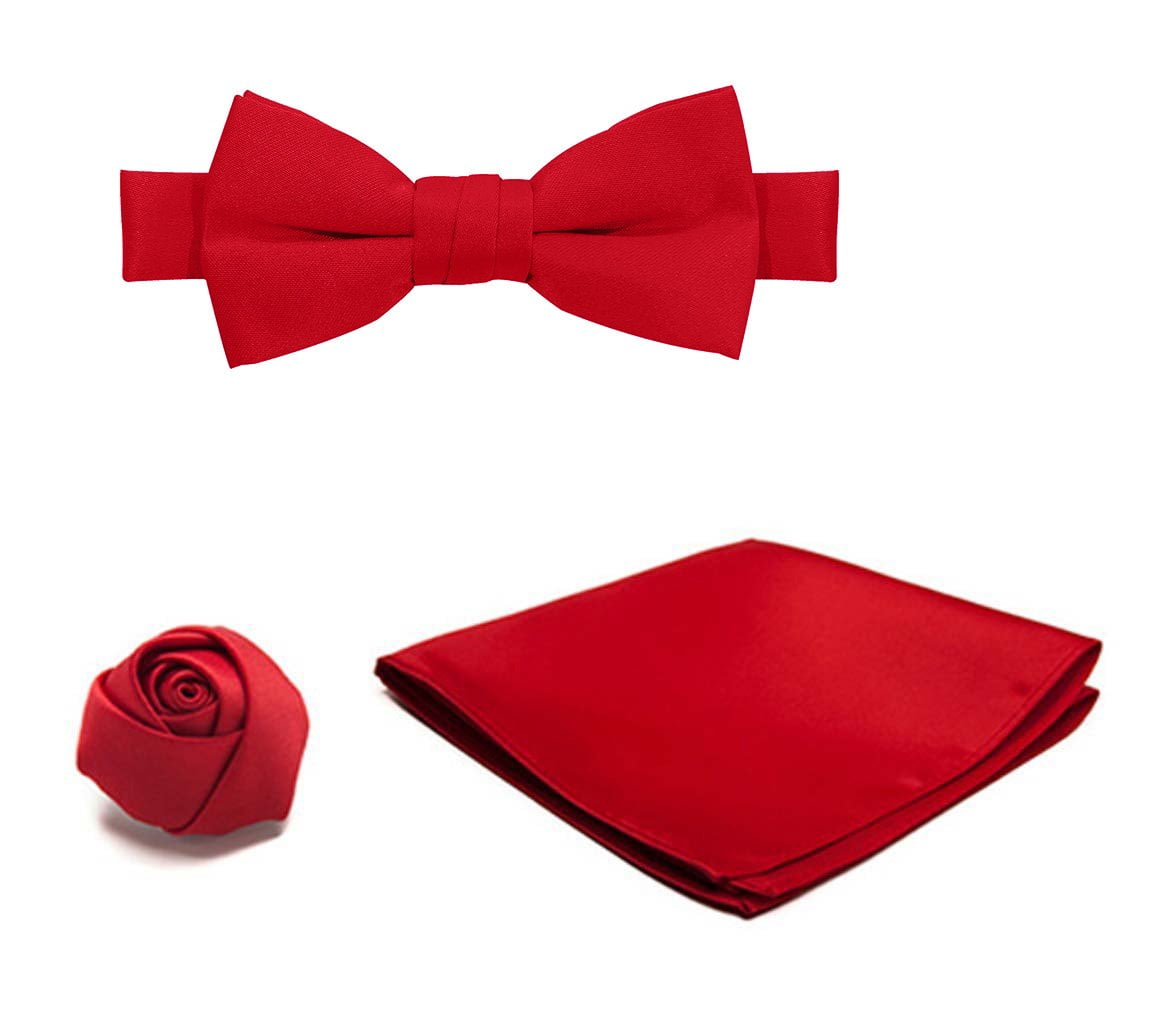 New Brand Q formal Men's Pre-tied Bow Tie & Hankie red white dots wedding 