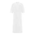 thumbnail image 1 of xiaxaixu Men Robe, Half Sleeve Kaftan Button Closure Patchwork Lightweight Thobe Arabic Clothes, 1 of 7