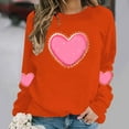 thumbnail image 4 of Amidoa Oversized Womans Tops Orange Pullover Valentines Sweatshirts Going out Heart Crew Neck Tees Ladies Blouses M, 4 of 6