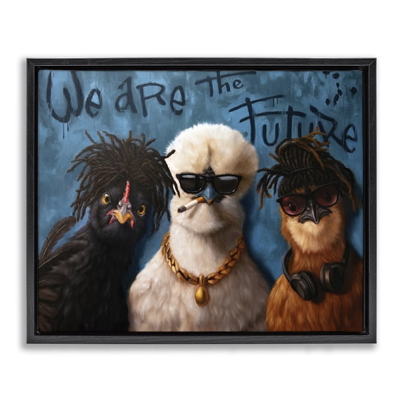 Stupell Industries Eclectic We Are The Future Birds Black Floating Frame Canvas Art, 21 x 17, by Lucia Heffernan