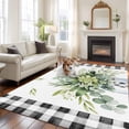 thumbnail image 2 of Large Area Rugs for Living Room Bedroom, Eucalyptus Leaf 5'x8' Rug Washable Carpet Runner Indoor Outdoor, Farmhouse Buffalo Plaid Green Botanical Non Slip Floor Mats Rug for Kitchen, Bathroom, 2 of 8