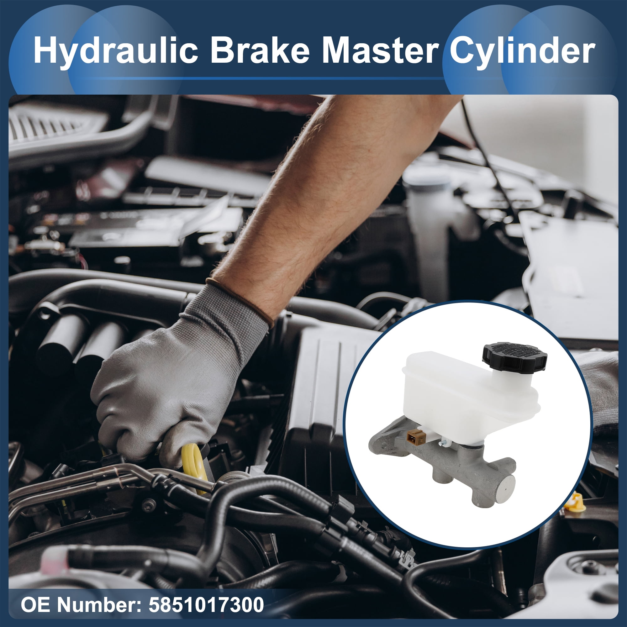 Unique Bargains Brake Master Cylinder with Reservoir No.5851017300 for HYUNDAI MATRIX 01-10 Hydraulic Master Cylinder Silver Tone White Aluminum Alloy Plastic 1 Pcs