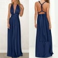 thumbnail image 5 of Swuxness Women Short Sleeve Formal Dresses, Women Maxi Evening Gown, Women's Solid Multi Way Wear Multi Strap Back Waist Long Evening Gown Dress Navy, XL, 5 of 5