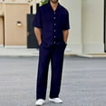 thumbnail image 2 of Fgnfyis Men's Suits Stylish Casual Set for Everyday Wear Sports Relaxation and Beach Activities Pure Color Design Comfortable Fit for Spring and Summer Seasons Mens Outfits Navy XXXL, 2 of 4