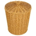 thumbnail image 1 of EXHUMKY Rustic PP Trash Can with Lid Light Brown Woven Basket for Multi-Use Household Storage, 1 of 5