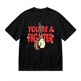 thumbnail image 2 of Vintage T Shirt, You're A Fighter, Boxing Gloves Print 2,Cotton T-Shirt for Men, 23328583,Black, 3XL, 2 of 9