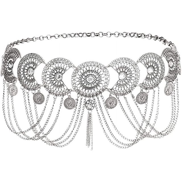 Cadena de cintura vintage Cadena de cuerpo de cristal de diamantes de imitación tallado hueco