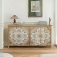 thumbnail image 3 of 60"Wood Accent Cabinet with 4 Doors, Brown and antique white Modern Pantry Cabinet, Wood Buffet Cabinet, Media Cabinet, Console Cabinet, Cabinet for Entryway, Living Room, 3 of 9