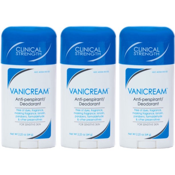 3 Pack Vanicream AntiPerspirant Deodorant for Sensitive Skin 2.25oz Each