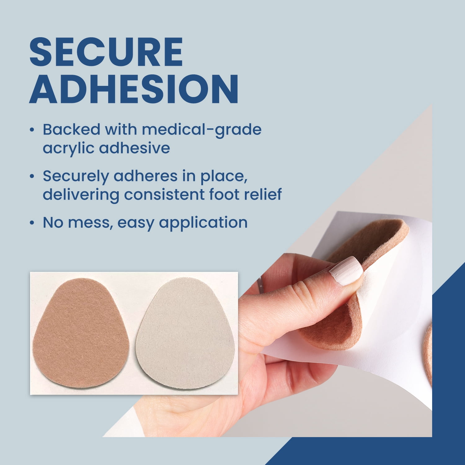 Aetna-Foot Products Adhesive Metatarsal Pads - Pack of 100 - Ball of Foot Cushions for Metatarsalgia, Blisters, Calluses - 2.75" W x 2.375" L - Medical Adhesive Felt Pads