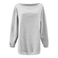 thumbnail image 5 of idosla Womens Long Sleeve Off Shoulder Sweatshirt Soft Pullover Tops Slouchy Sweatshirts Casual Solid Shirts (Grey, XL), 5 of 5