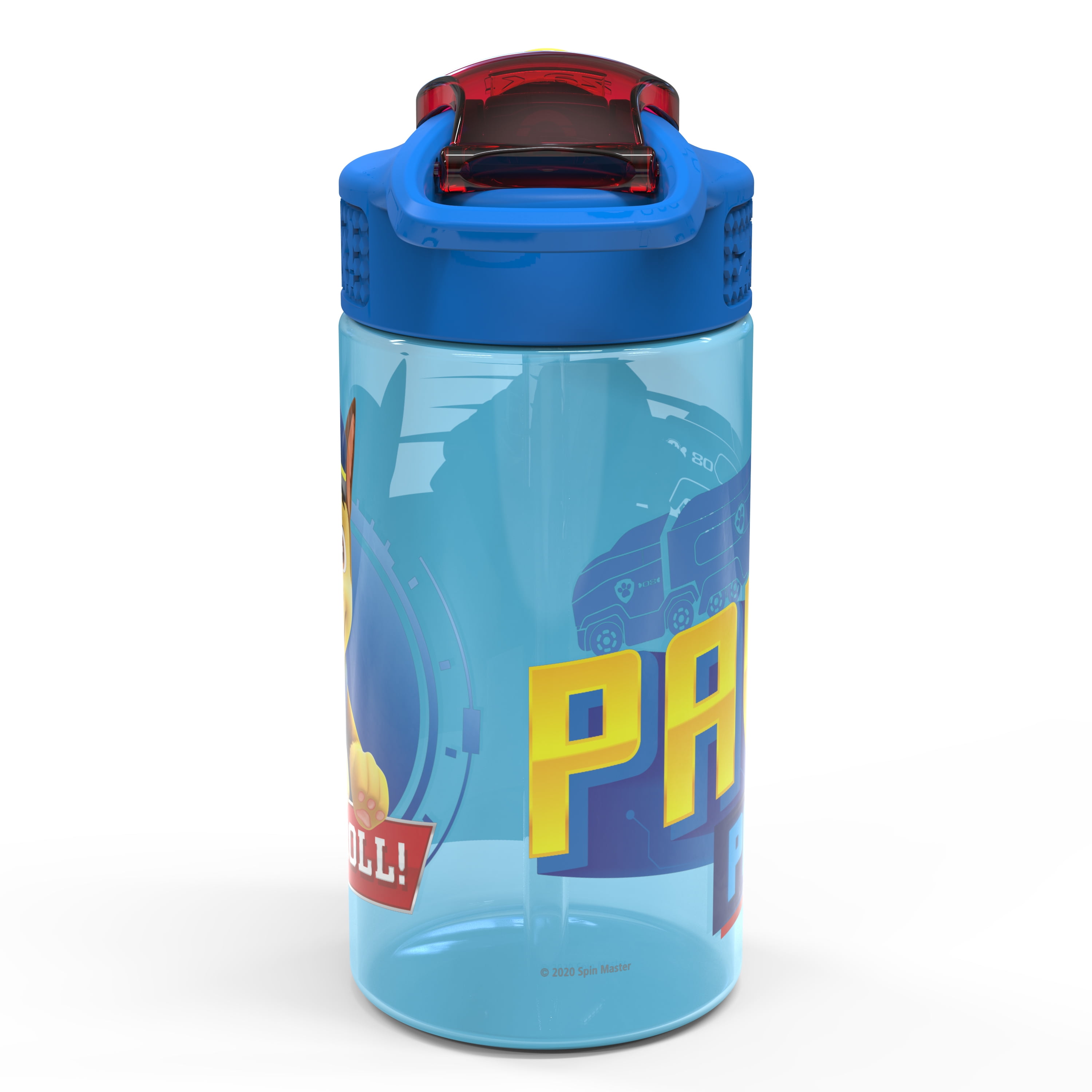 Zak Designs 2pc 16 oz PAW Patrol Kids Water Bottle Plastic with Easy-Open Locking Spout Cover for Travel, Marshall
