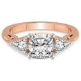 thumbnail image 3 of 5 Carat IGI Certified Cushion Shape Lab Grown Diamond Engagement Ring | 14K Rose Gold | Leona Three stone Pear Shape side Diamond Ring | FG-VS1-VS2 Quality Friendly Diamonds, 3 of 4