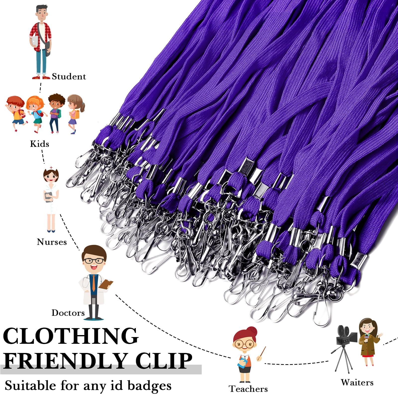 200 Lanyards For Id Name Badge Holder Neck Lanyard Flat With Clips Straps Office School Nurse