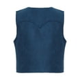 thumbnail image 2 of Manyakai Kids Cowboy Cowgirl Costume Vest Halloween Carnival Sleeveless Open Front Tassel Waistcoat Navy Blue 10, 2 of 7