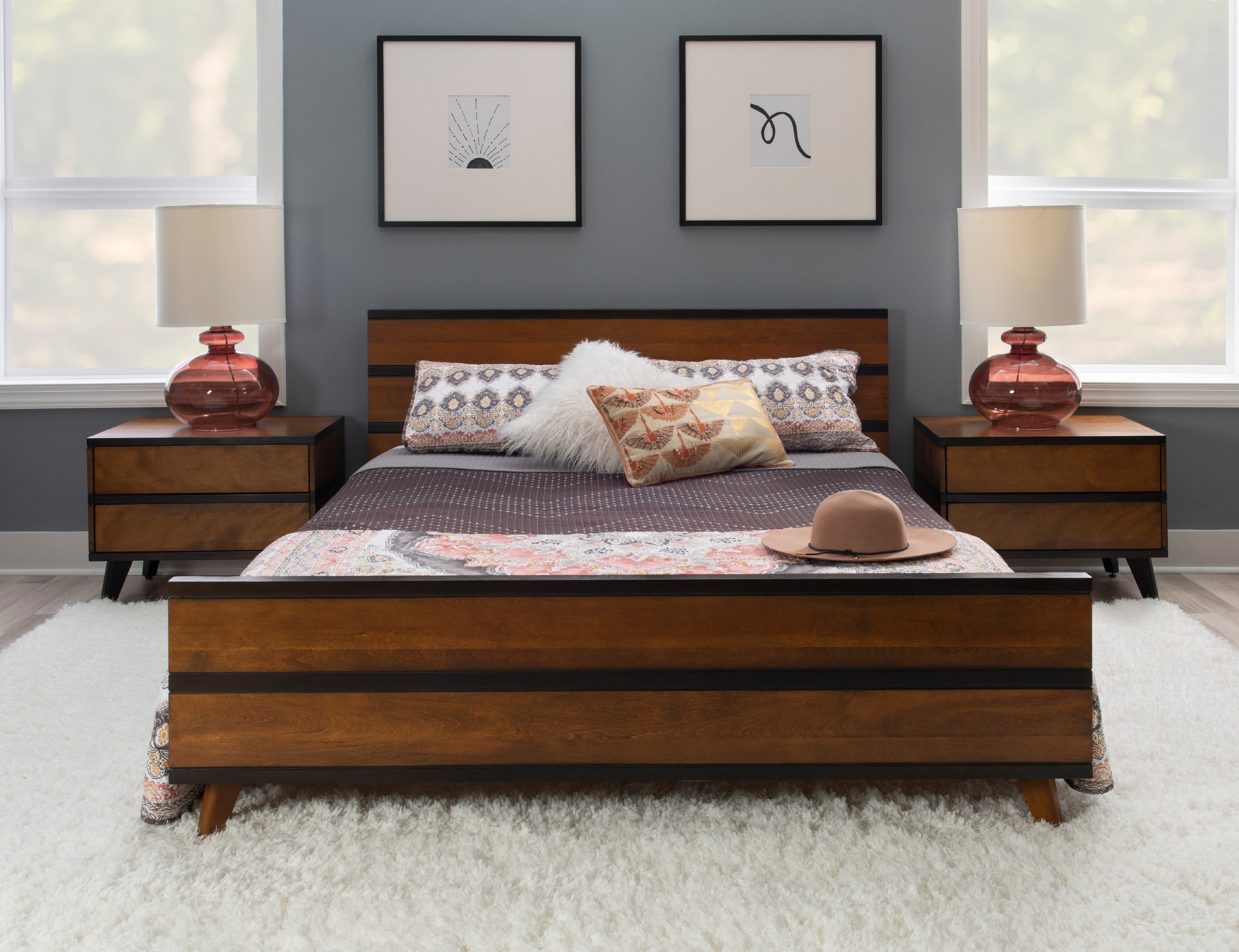 Linon mid sale century platform bed