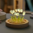 thumbnail image 4 of Luz de ambiente de escritorio con luz nocturna de cristal de tulipán con cubierta de cristal de 9 flores de cuatro colores, 4 of 6