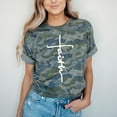thumbnail image 4 of Love in Faith | Faith Cross Short Sleeve | Christian T-Shirts for Women | Vintage Camo | Large, 4 of 7