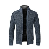 jsaierl Cardigan Sweaters for Men Knit Zip Up Stand Collar Outwear Slim Long Sleeve Woolen Warm Sweater Jacket with Pockets