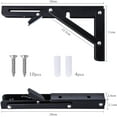 thumbnail image 4 of 2 Pcs Support d'Étagère Pliant 200Mm Support Mural Pliant Étagère Pliante Robuste Support de Console Pliant Noir pour Table Mur Étagère Capacité de Charge 50Kg, 4 of 5