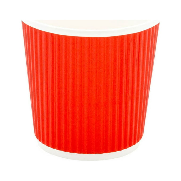 4 oz Red Paper Coffee Cup - Ripple Wall - 2 1/2 x 2 1/2 x 2 1/4 - 500  count box