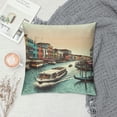 thumbnail image 2 of Orinice  Scenery Throw Pillow Cushion Cover, Venezia City Italian Landscape with Old Houses Gondollas and Spikes Image, Decorative Square Accent Pillow Case,  Orange and Yellow White, 2 of 5