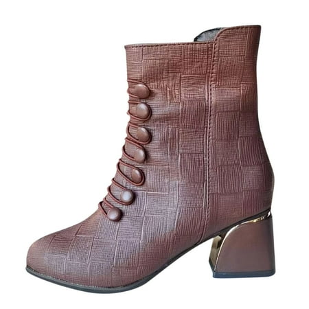 

Qufokar Snow Boots for Women Wide Width Womens Cowboy Booties And Boots Fashion Autumn And Winter Women Ankle Boots Low Heel Thick Heel Pointed Toe Solid Color Side Zipper Pattern