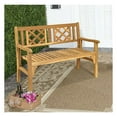 thumbnail image 5 of Yunken 1PC Patio Bench with Curved Backrest and Armrest, Made of Solid Acacia Wood, Comfortable for Garden, Park, and Outdoor Seating, Durable and Stylish, 5 of 9