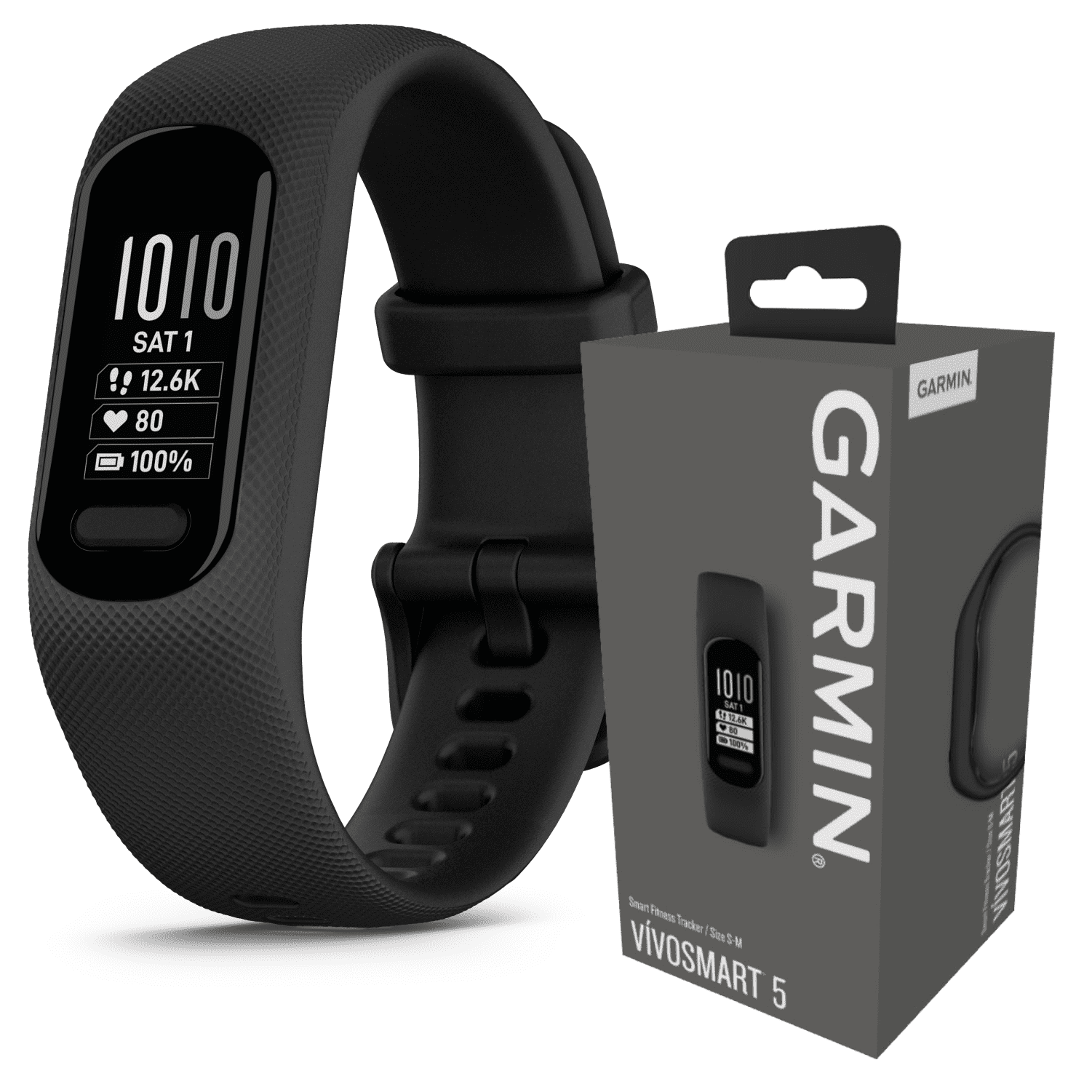 Garmin Vivosmart 5 Smart Fitness Tracker, Black Case with Black Silicone  Band with Wearable4U Power Bank Bundle