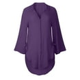 thumbnail image 5 of Royisotas Fall and Winter Tops for Women Plus Size Casual Side Slit Oversized Long Sleeve Women Button Down Shirt Purple Collared Button up Shirts, 5 of 5