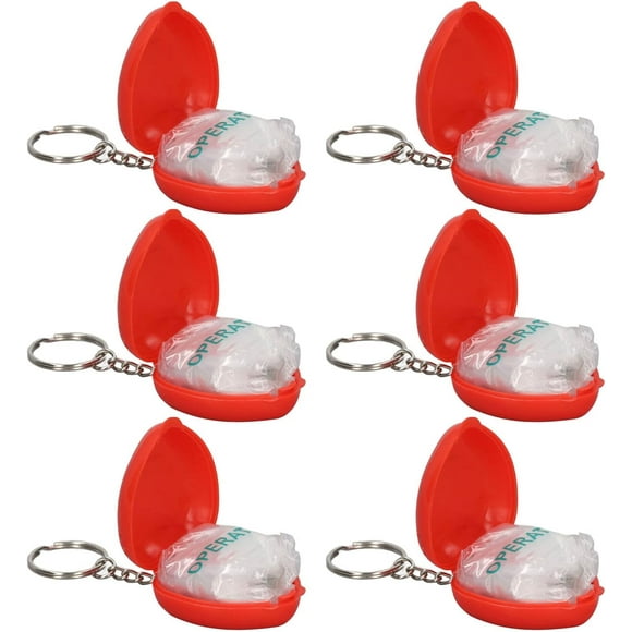 10Pcs First Aid CPR Rescue Mask, Cardiopulmonary Resuscitation Face Shield CPR Face Shields with One Way Valve Portable Pocket Facial Cover Keychain