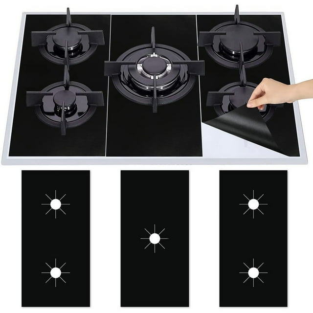 Mosiee Coussin de Cuisinière à Gaz 5 Trous Housse de Protection Réutilisable Anti-Salissures Remplacement Fournitures de Cuisine