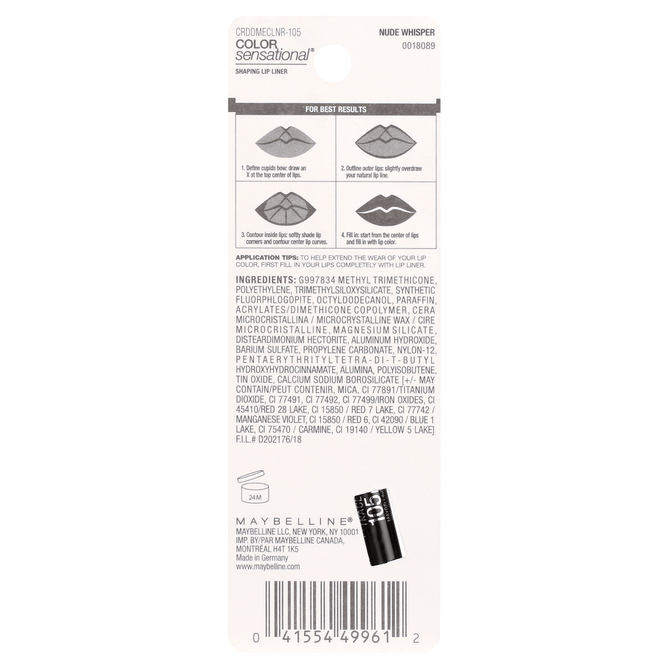 (2 pack) Maybelline Color Sensational Shaping Lip Liner Makeup, Nude Whisper