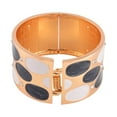 thumbnail image 4 of White Crystal Black White Enameled Bangle Cuff Bracelet Jewelry Birthday Gifts Size 7", 4 of 6
