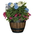thumbnail image 3 of 16 Inch Resin Barrel Planter Indoor Outdoor Garden Decor Large Flower Plant Pot, 3 of 6