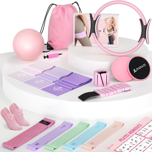 Kit de Pilates NANATI de 19 piezas con aro de 37 cm, pelota y bandas