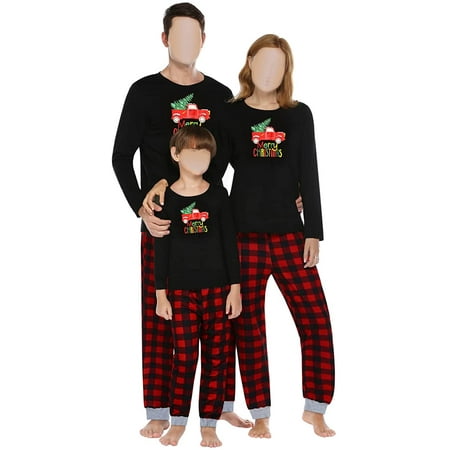 

GRNSHTS Family Matching Christmas Pajamas Women Cotton Jammies Men Clothes Sleepwear Long Sleeve Pjs(Black-Men/3XL)