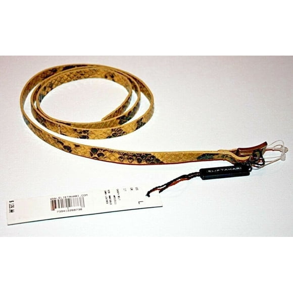 $128 ELIE TAHARI Slim SKINNY Casey BELT Python LEATHER Made in USA ( L )