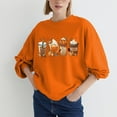 thumbnail image 3 of Haut Sexy pour Femmes Col Rond Imprimé Manches Longues 100 % Polyester Blouse Chemise (Orange, TG), 3 of 6