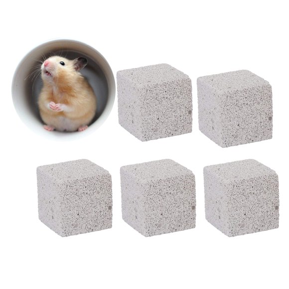 OUNONA Chinchilla Pumice Stone 6Pack Square Stone Teeth Grinding Toy for Hamster Rat Chinchilla 5x5x5cm