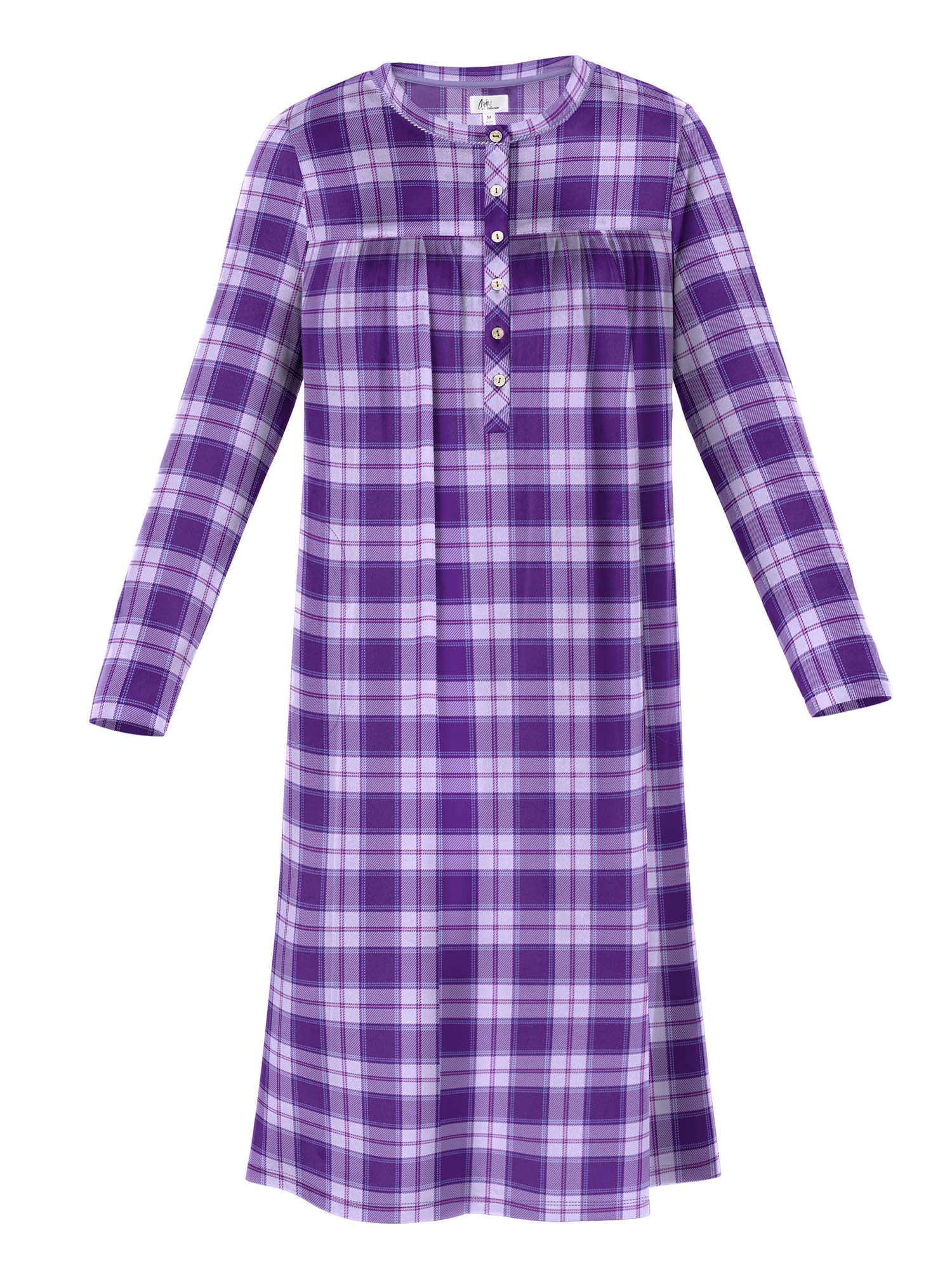 Aria Women’s Long Sleeve Stretch Velour 44" Sleepwear Nightgown, Sizes XS-5X
