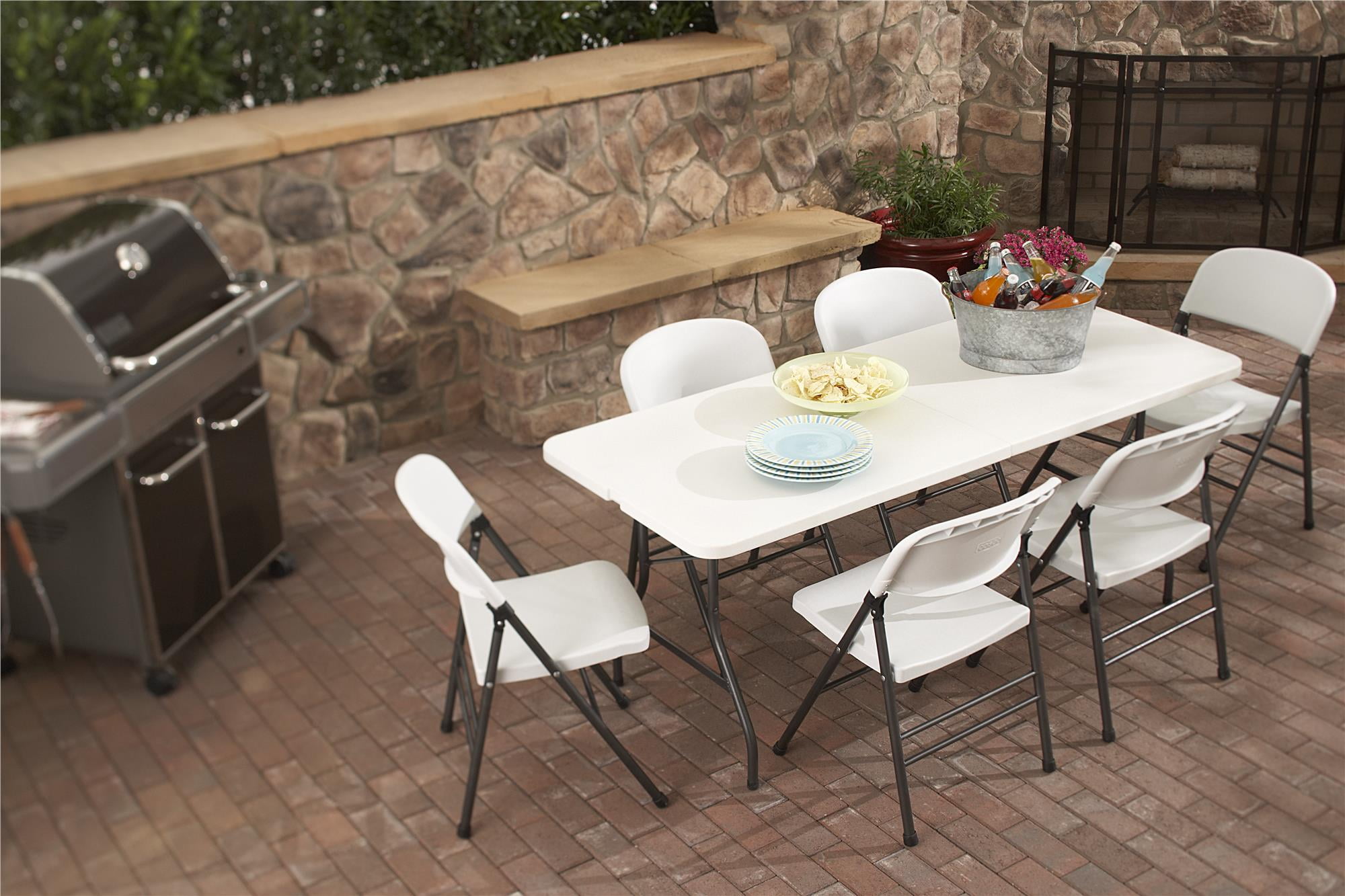 Cosco Heavy Duty Plastic Foldable 6 Foot Centerfold Table White 2 Pack Walmart