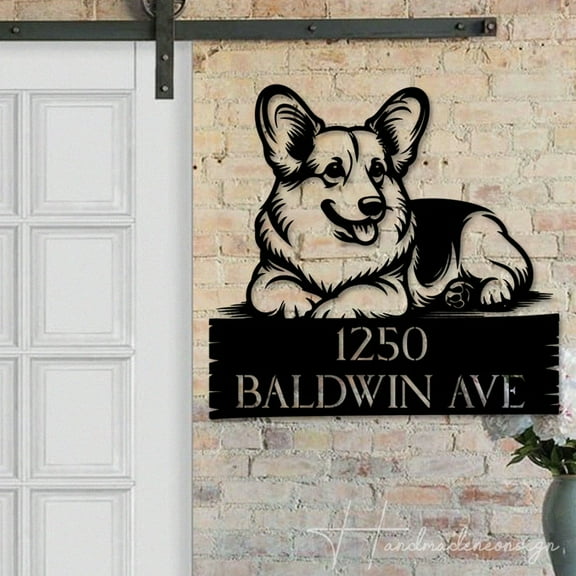 Handmadetneonsign Corgi Dog House Number Metal Wall Art LED Light - Personalized Sign Home Decor 58597